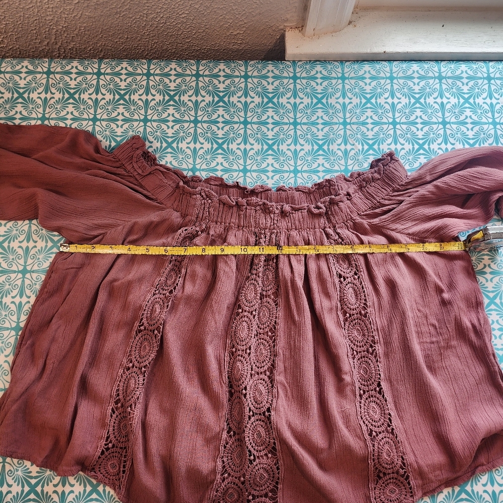 American Eagle Mauve Pink off the shoulder top XL - Picture 4 of 8